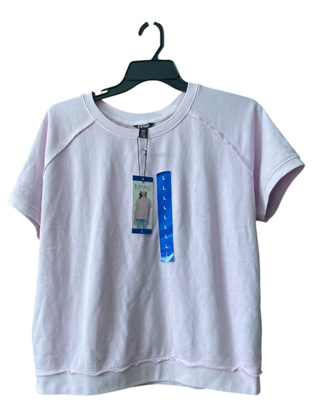 Women's Short Sleeve French Terry Top, Buffalo, L, Lilac, NWT